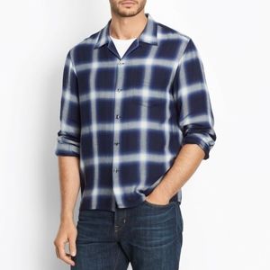 Vince Ombre plaid open collar shirt XL NWT